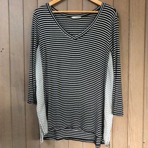 Black & White Tunic with Sheer Polka Dot Sides